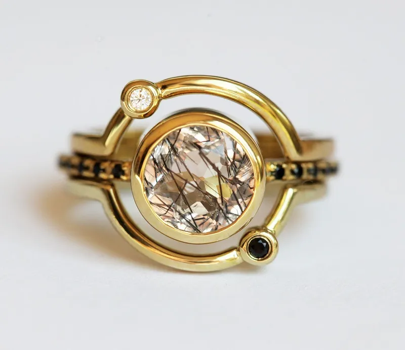 SATURN MOSS AGATE RING SET vy 8