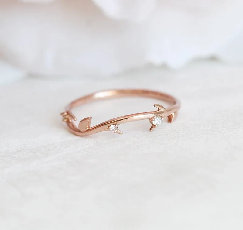 SAVANNAH DIAMOND RING, 14K ROSE GOLD WEDDING BAND view 2