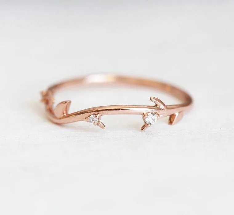 SAVANNAH DIAMOND RING, 14K ROSE GOLD WEDDING BAND view 4