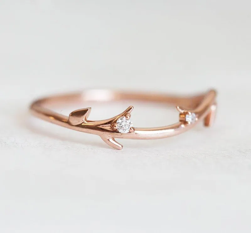 SAVANNAH DIAMOND RING, 14K ROSE GOLD WEDDING BAND view 6