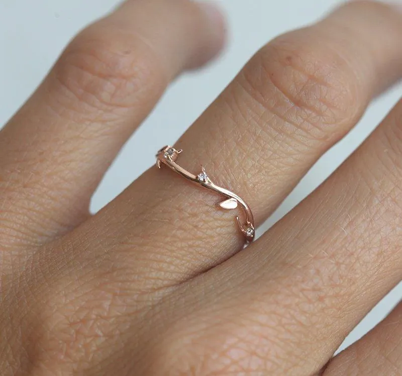 SAVANNAH DIAMOND RING, 14K ROSE GOLD WEDDING BAND view 7