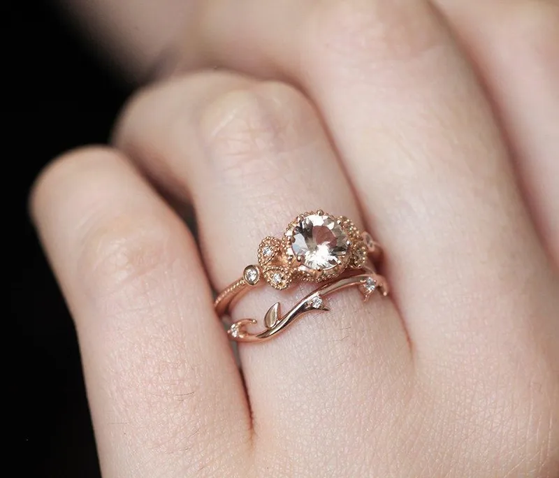 SAVANNAH DIAMOND RING, 14K ROSE GOLD WEDDING BAND view 8