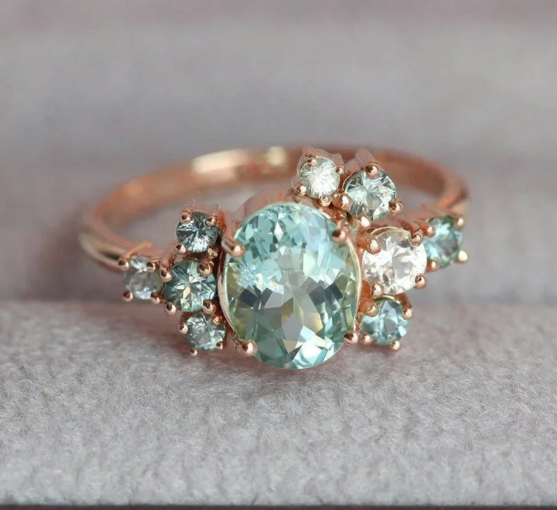 Sawyer Green Tourmaline Sapphire Cluster Ring vy 7