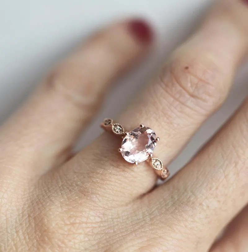 Scarlett Oval Morganite Ring view 3