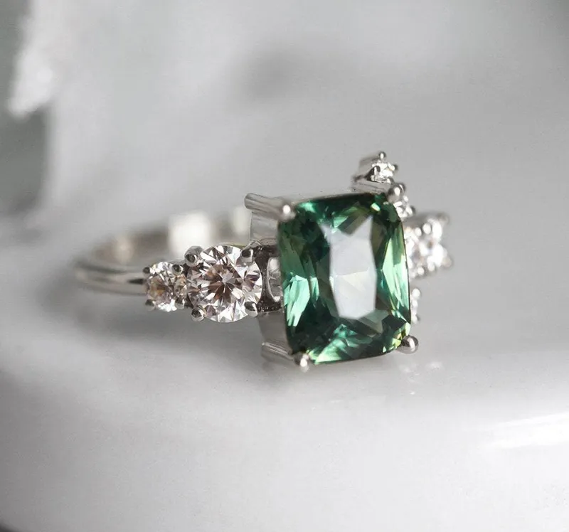 Serafina Green Sapphire Diamond Ring vy 7