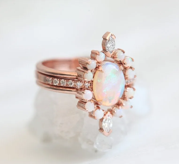 Serena Australian Opal & Diamond 3-Ring Set vy 7