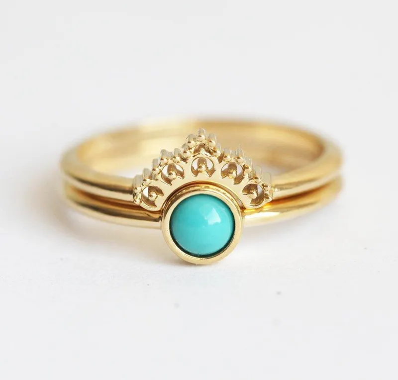 Set: Dusk Blue Tanzanite Ring With Matching Gold Lace Band view 6