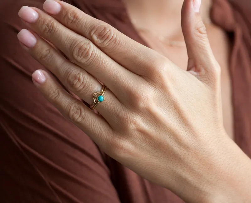 Set: Dusk Blue Tanzanite Ring With Matching Gold Lace Band view 8