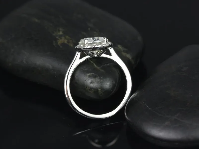 2.25ct Shannon 8.5mm 14kt Gold Moissanite Diamond Round Halo Ring vy 6
