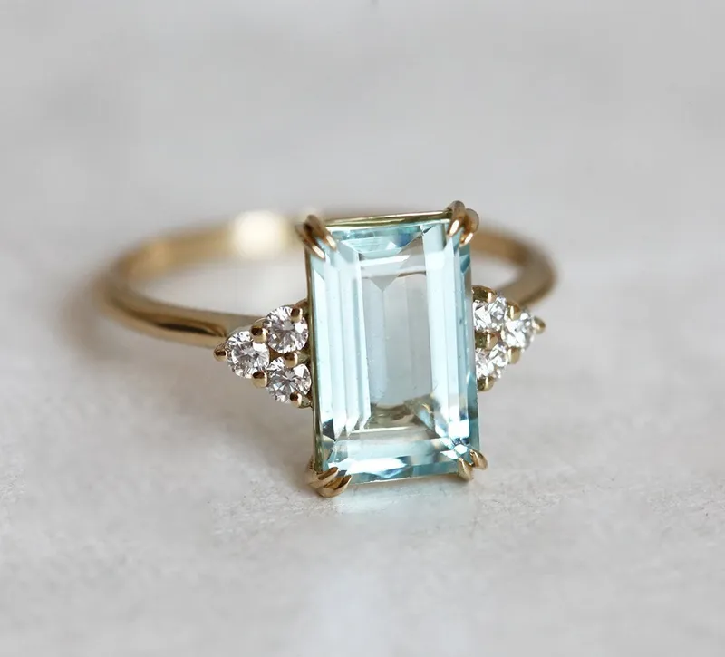 SIENNA GOLD AQUAMARINE ENGAGEMENT RING view 2