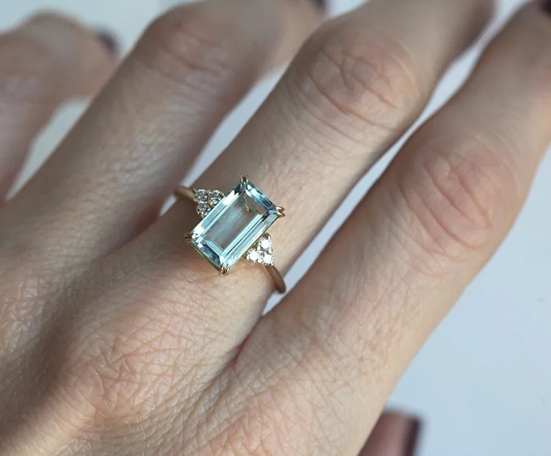 SIENNA GOLD AQUAMARINE ENGAGEMENT RING view 5