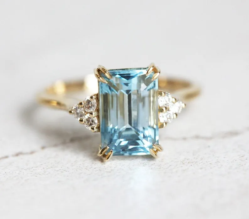 SIENNA GOLD AQUAMARINE ENGAGEMENT RING view 7