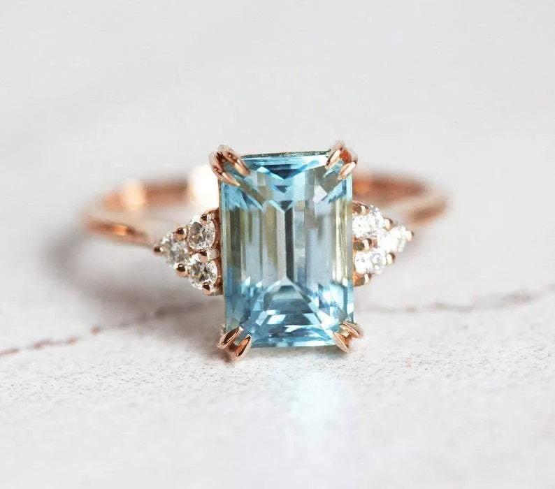 SIENNA GOLD AQUAMARINE ENGAGEMENT RING view 9