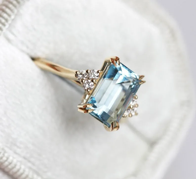 SIENNA GOLD AQUAMARINE ENGAGEMENT RING emerald emerald cut engagement ring