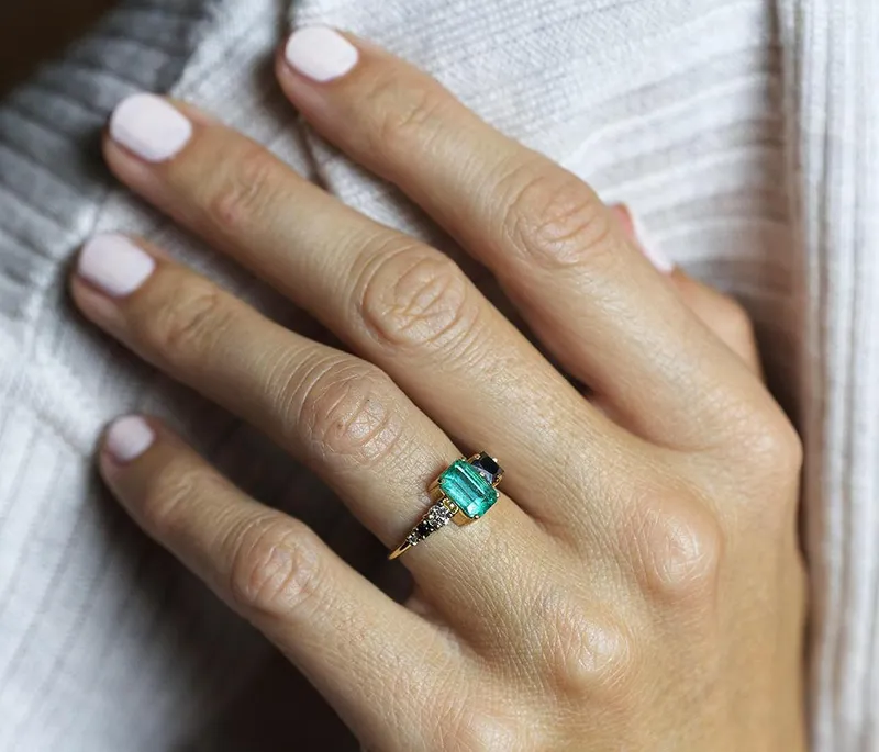 Silvia Emerald Cluster Ring vy 5