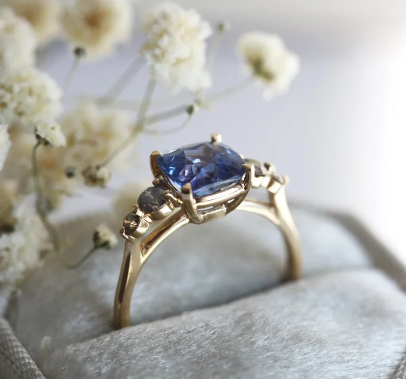 SIMONE SAPPHIRE SALT & PEPPER DIAMOND RING vy 10