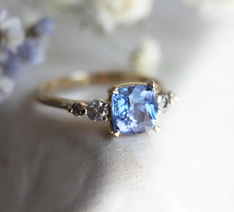 SIMONE SAPPHIRE SALT & PEPPER DIAMOND RING vy 2