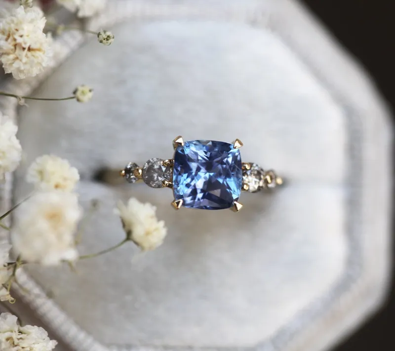 SIMONE SAPPHIRE SALT & PEPPER DIAMOND RING vy 4