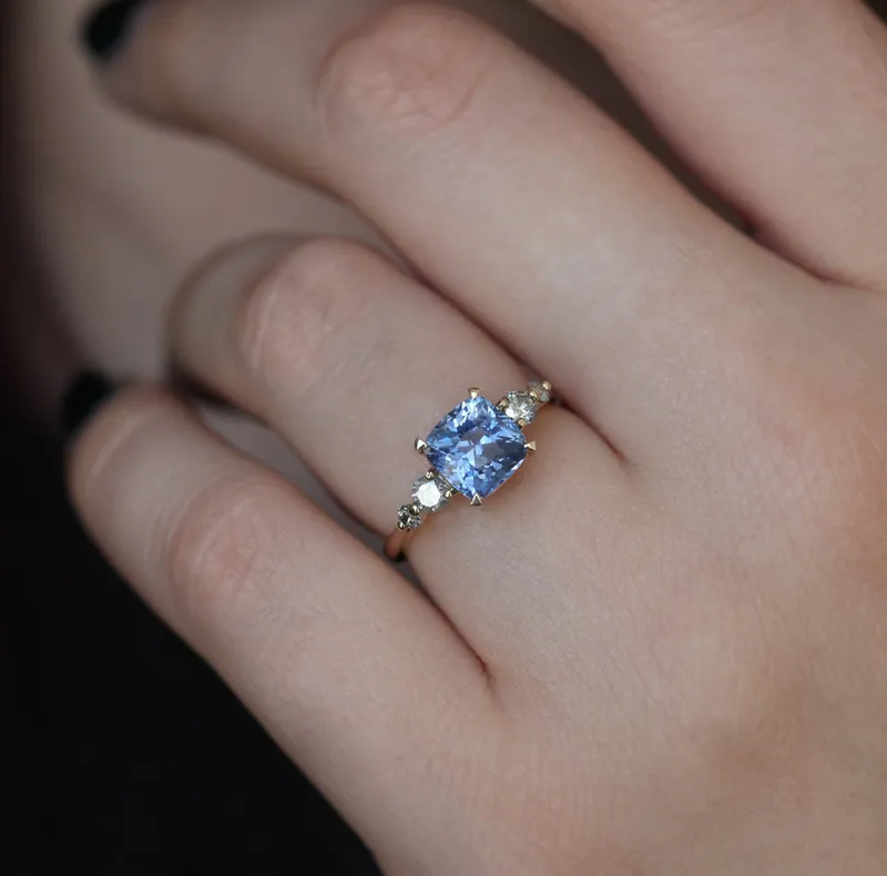 SIMONE SAPPHIRE SALT & PEPPER DIAMOND RING vy 6