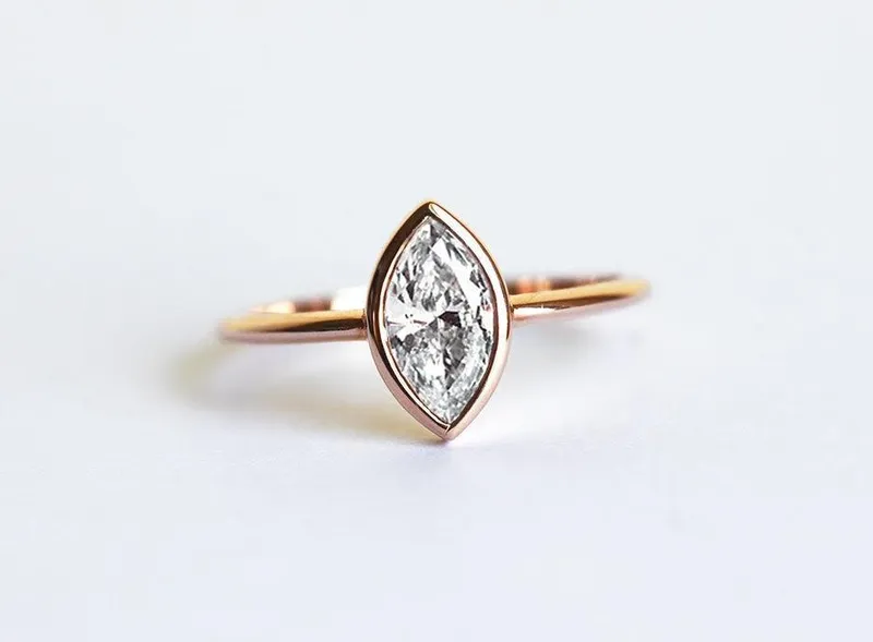 Simple 0.5 Carat Marquise Solitaire Diamond Engagement Ring vy 3