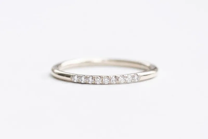 Simple & Elegant Gold Ring With Half Eternity Diamonds view 3