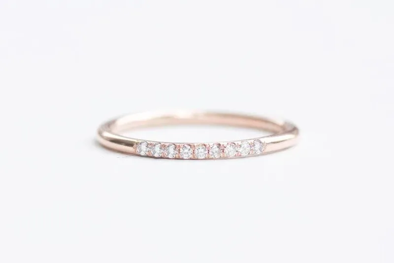 Simple & Elegant Gold Ring With Half Eternity Diamonds diamond round cut engagement ring