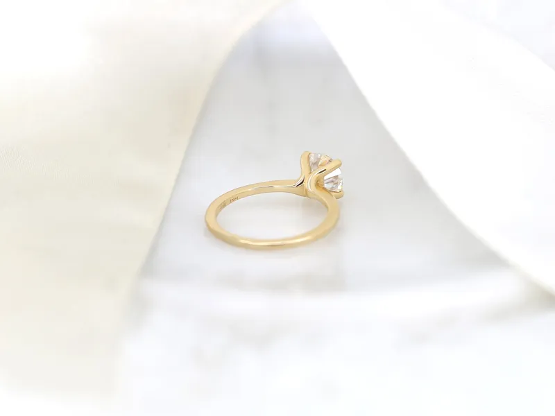 1.50ct Skinny Alberta 7.5mm 14kt Gold Moissanite Dainty Round Solitaire Ring vy 8