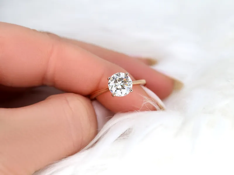 2ct Skinny Flora 8mm 14kt Moissanite Round Solitaire Ring view 4
