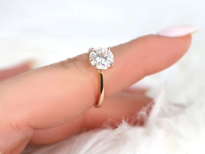 2ct Skinny Flora 8mm 14kt Moissanite Round Solitaire Ring view 3
