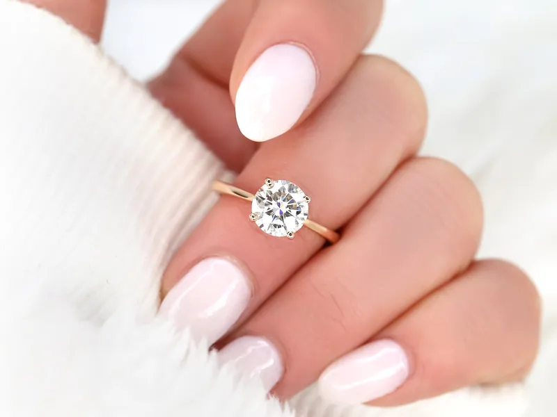 2ct Skinny Flora 8mm 14kt Moissanite Round Solitaire Ring view 7