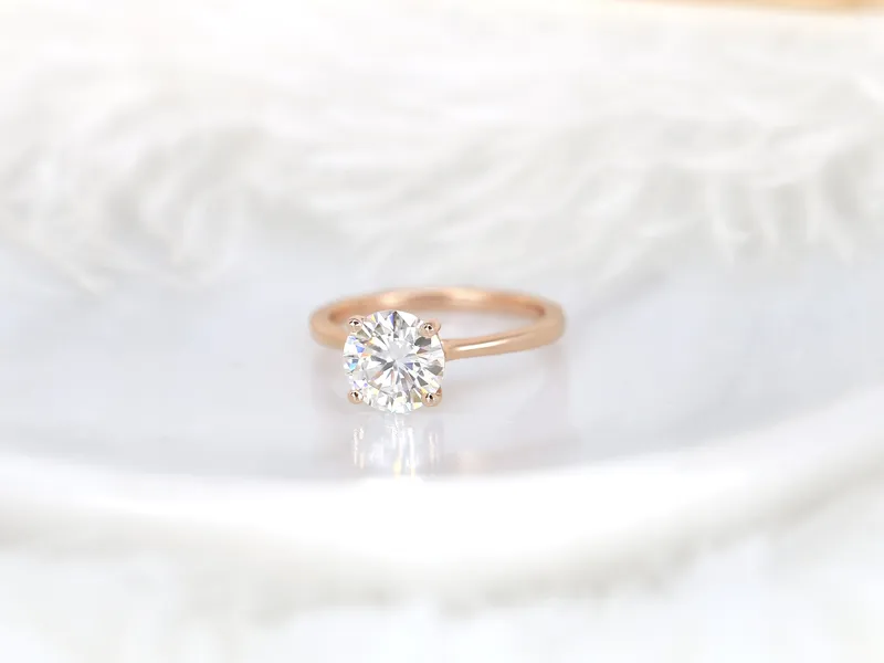 2ct Skinny Flora 8mm 14kt Moissanite Cinched Round Solitaire Ring view 8