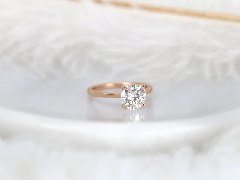 2ct Skinny Flora 8mm 14kt Moissanite Cinched Round Solitaire Ring view 10