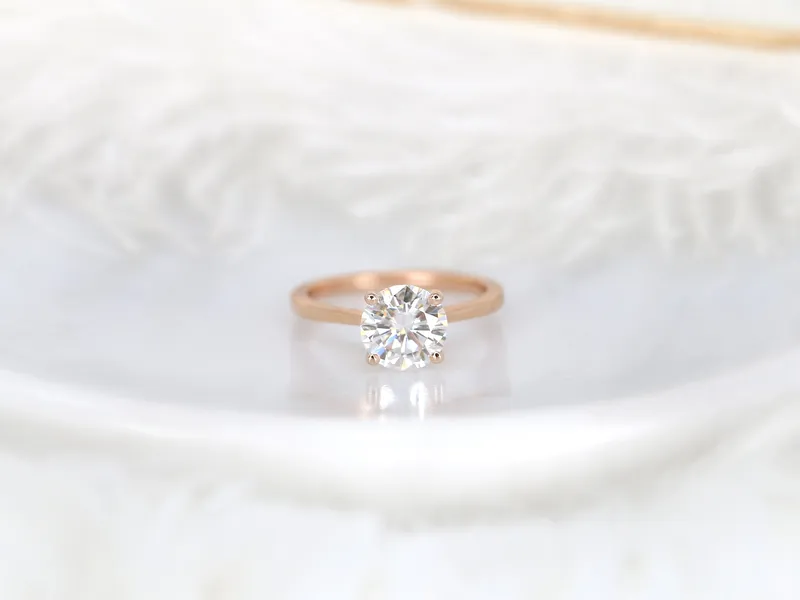 2ct Skinny Flora 8mm 14kt Moissanite Round Solitaire Ring view 6