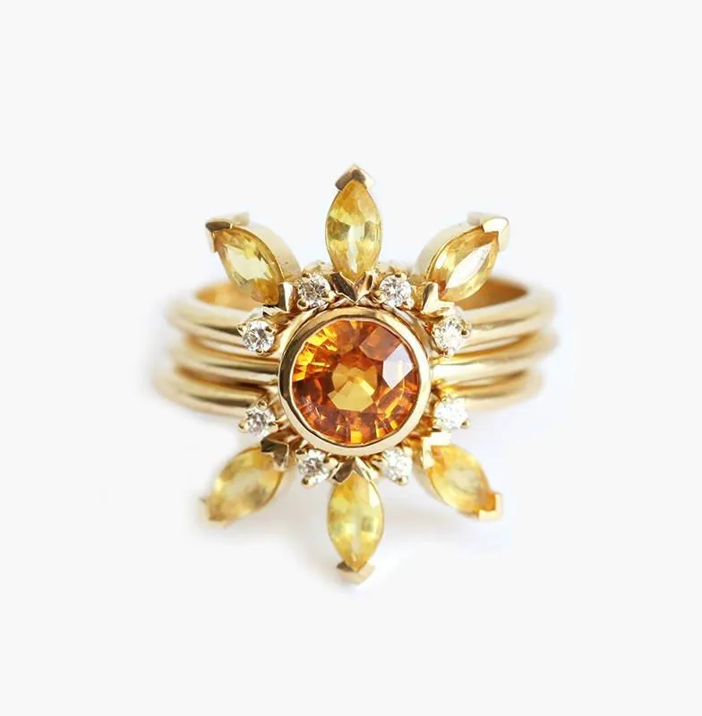 Solange Sapphire Ring, 14K Gold Sapphire Ring Set view 3