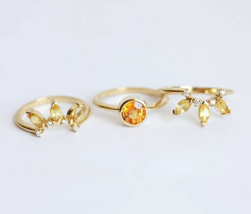 Solange Sapphire Ring, 14K Gold Sapphire Ring Set view 4