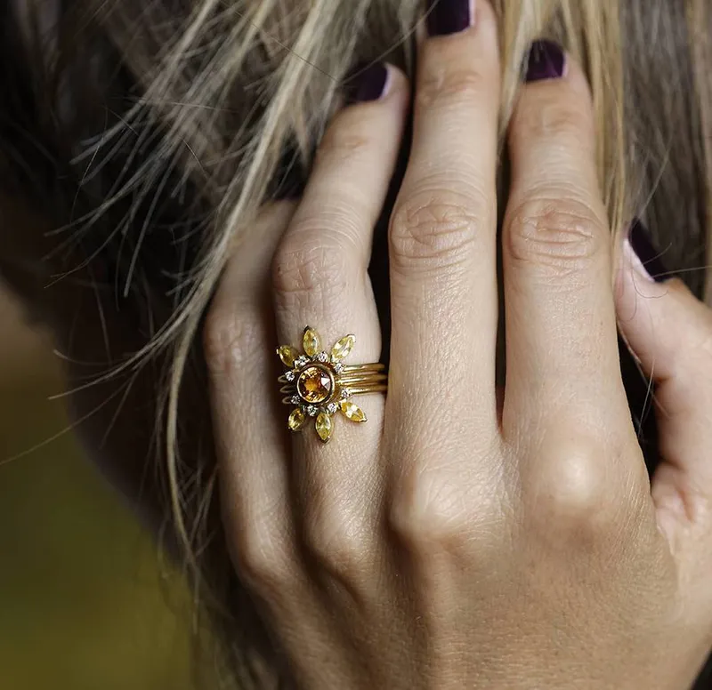 Solange Sapphire Ring, 14K Gold Sapphire Ring Set view 5