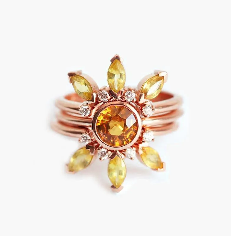 Solange Sapphire Ring, 14K Gold Sapphire Ring Set view 6