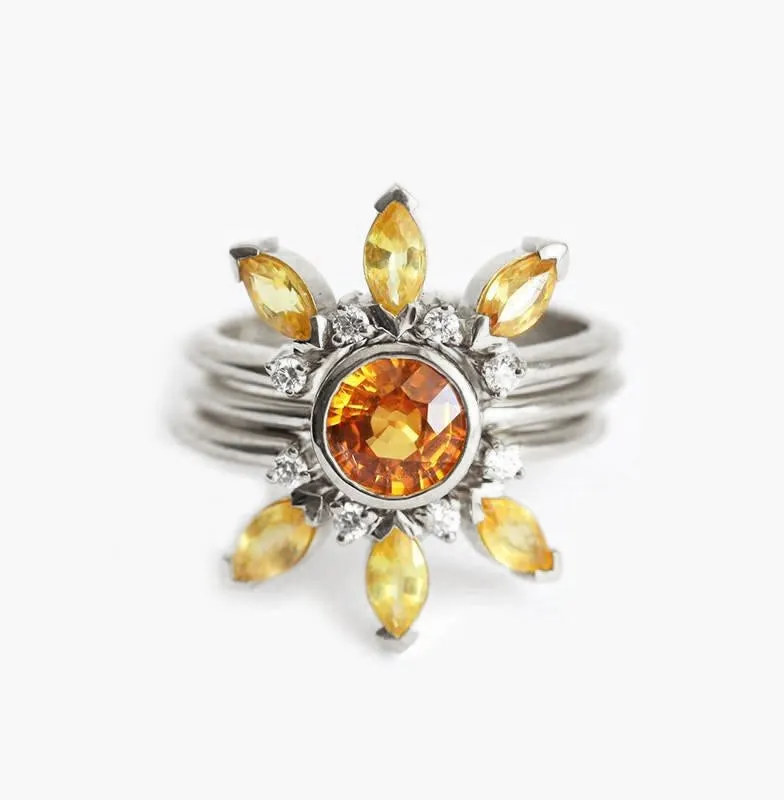 Solange Sapphire Ring, 14K Gold Sapphire Ring Set view 7