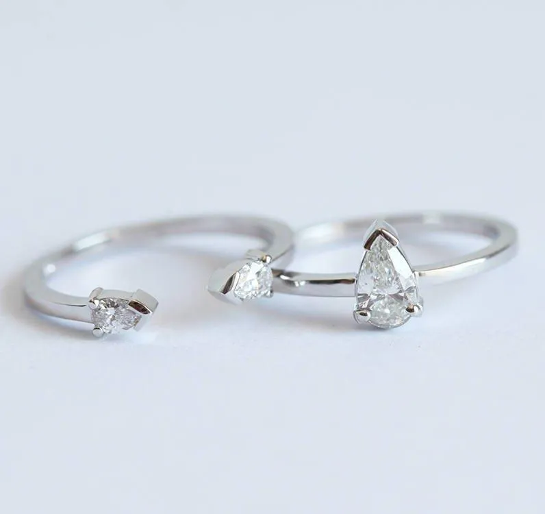 Solitaire Diamond Ring Set With Open Diamond Band vy 4