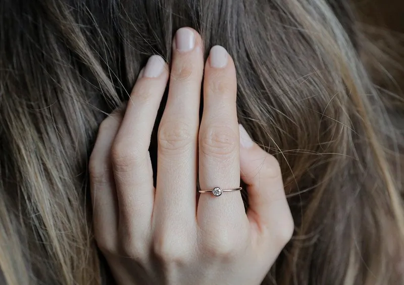 Solitaire Diamond Ring, Tiny Diamond Ring view 2