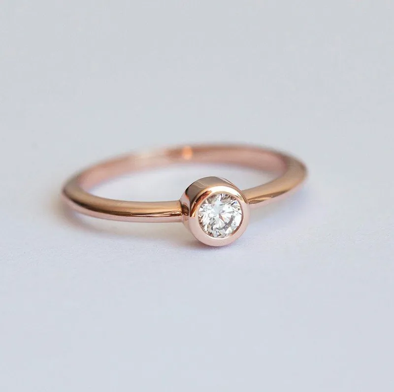 Solitaire Diamond Ring, Tiny Diamond Ring view 3