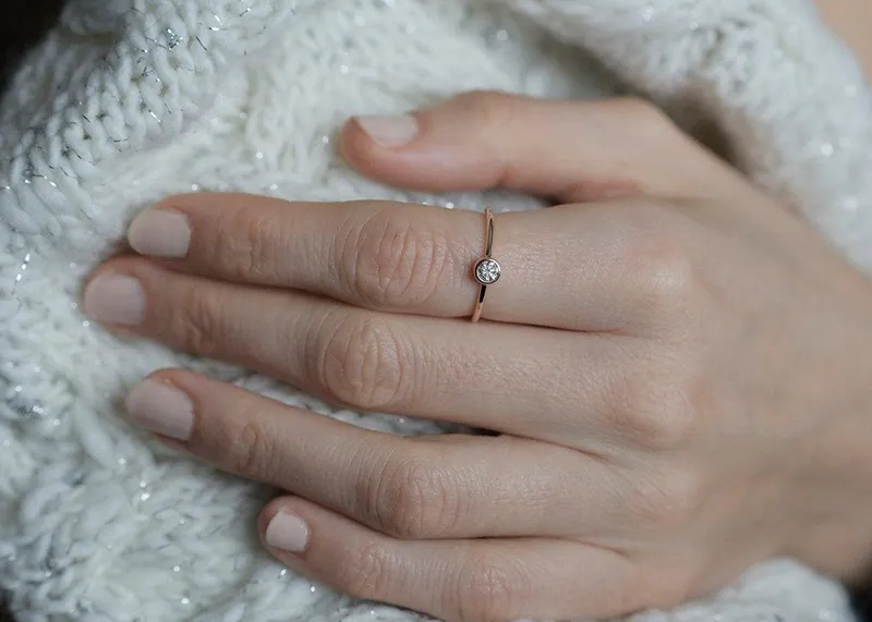 Solitaire Diamond Ring, Tiny Diamond Ring view 4