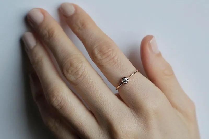 Solitaire Diamond Ring, Tiny Diamond Ring view 5