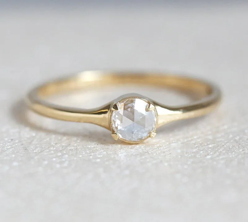 Solitaire Rose Cut Diamond Ring, Diamond Ring diamond round cut engagement ring