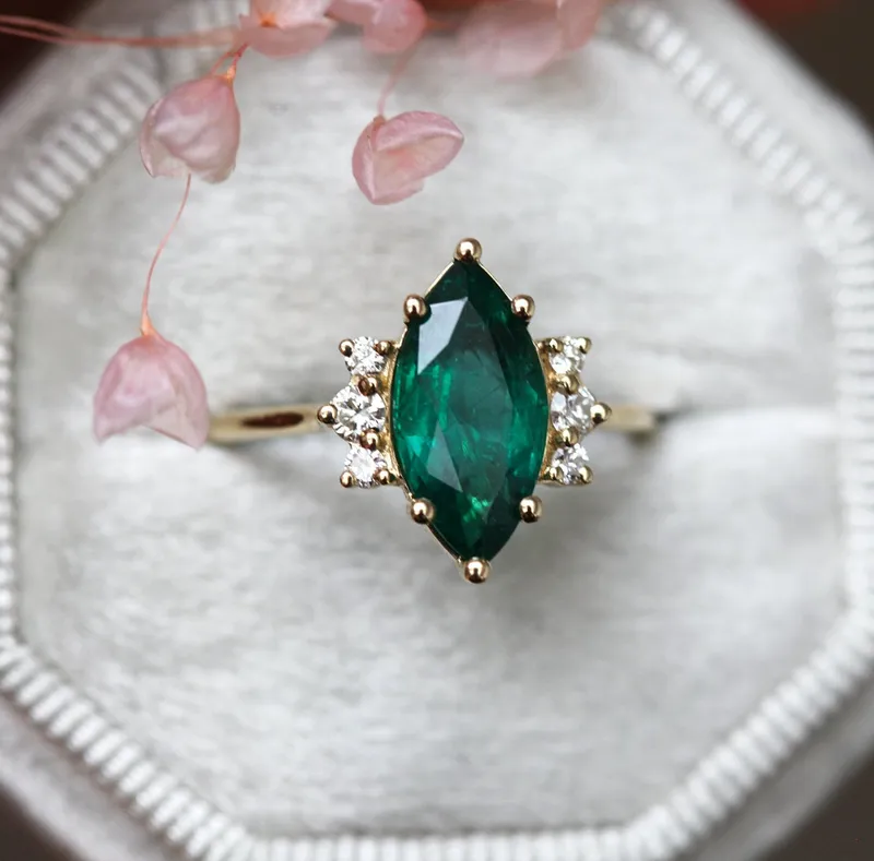 Sophia Marquise Emerald Ring vy 4