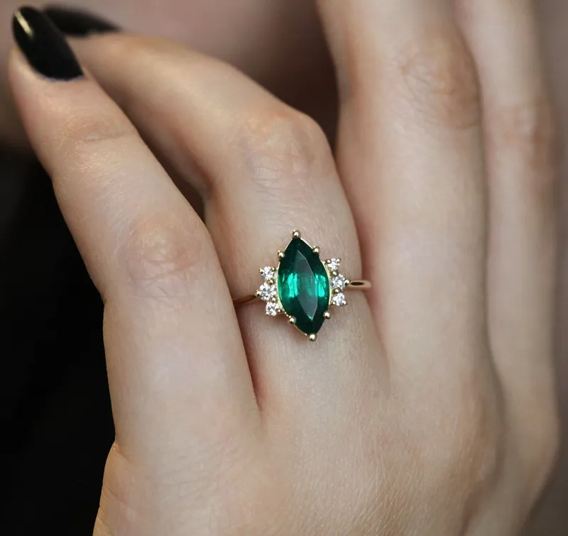 Sophia Marquise Emerald Ring vy 5