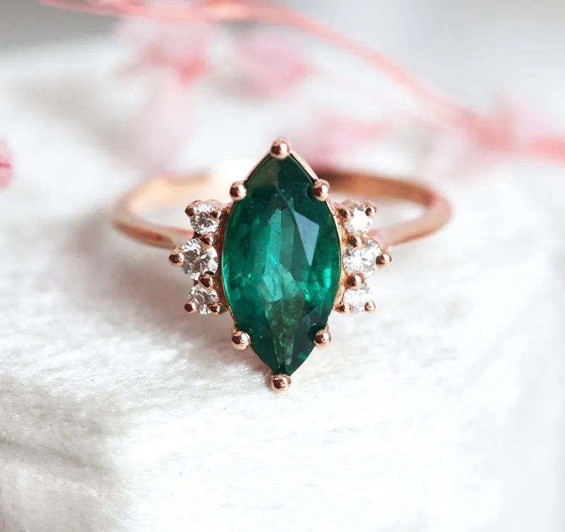 Sophia Marquise Emerald Ring vy 8