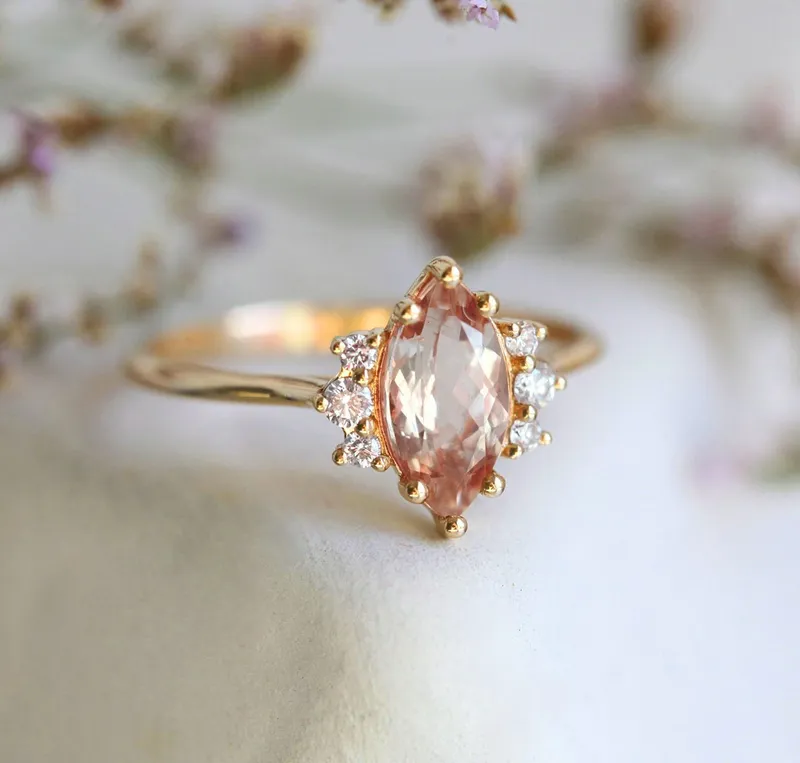 SOPHIA MARQUISE MORGANITE RING view 10
