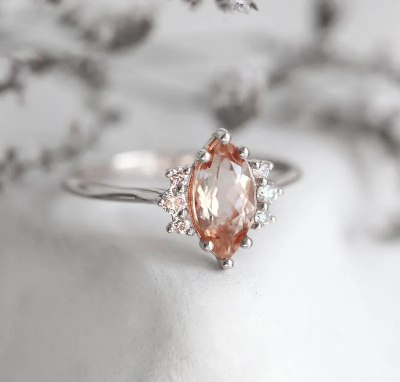 SOPHIA MARQUISE MORGANITE RING view 11