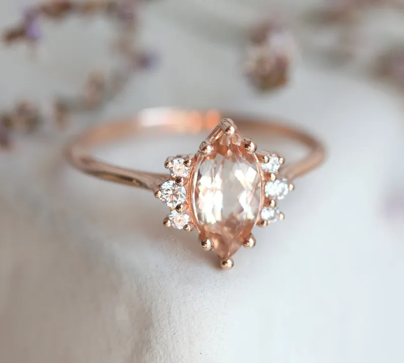 SOPHIA MARQUISE MORGANITE RING view 5